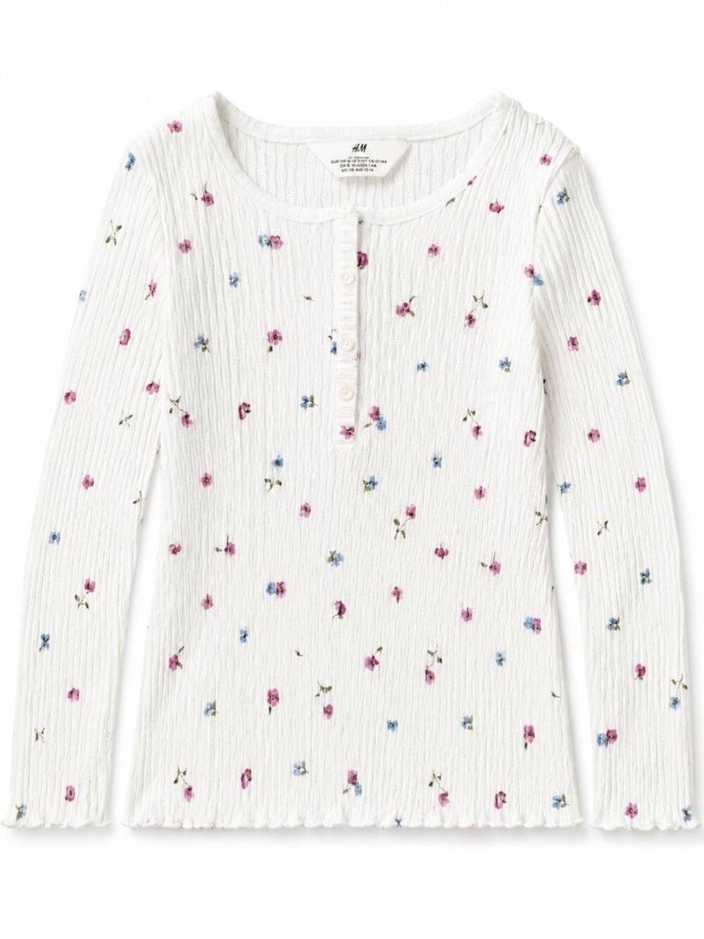 Girls H&M Long Sleeve Ivory Floral Shirt 6X